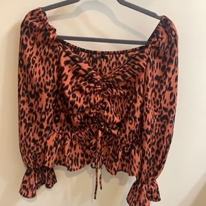 Ruched Leopard Blouse